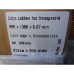 LDPE zakken los transparant, 900 mm x 1300 mm