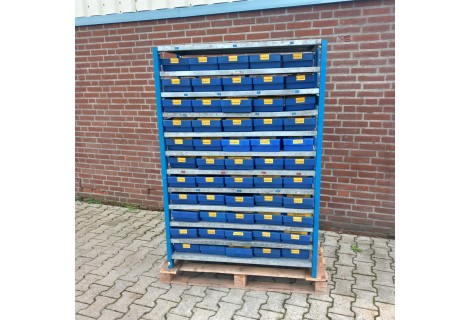 Bakkenkast, Opbergsysteem, Stelling met 55 Opbergbakken. USED.