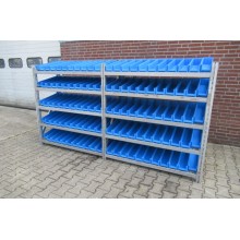 Bakkenkast, Opbergsysteem, Stelling met 55 Opbergbakken. USED.