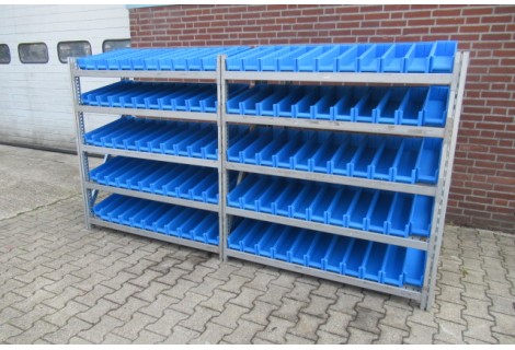 Bakkenkast, Opbergsysteem, Stelling met 55 Opbergbakken. USED.
