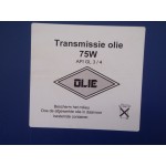 Transmissieolie, SAE 75 W GL3, GL4 in 20 liter verpakking.